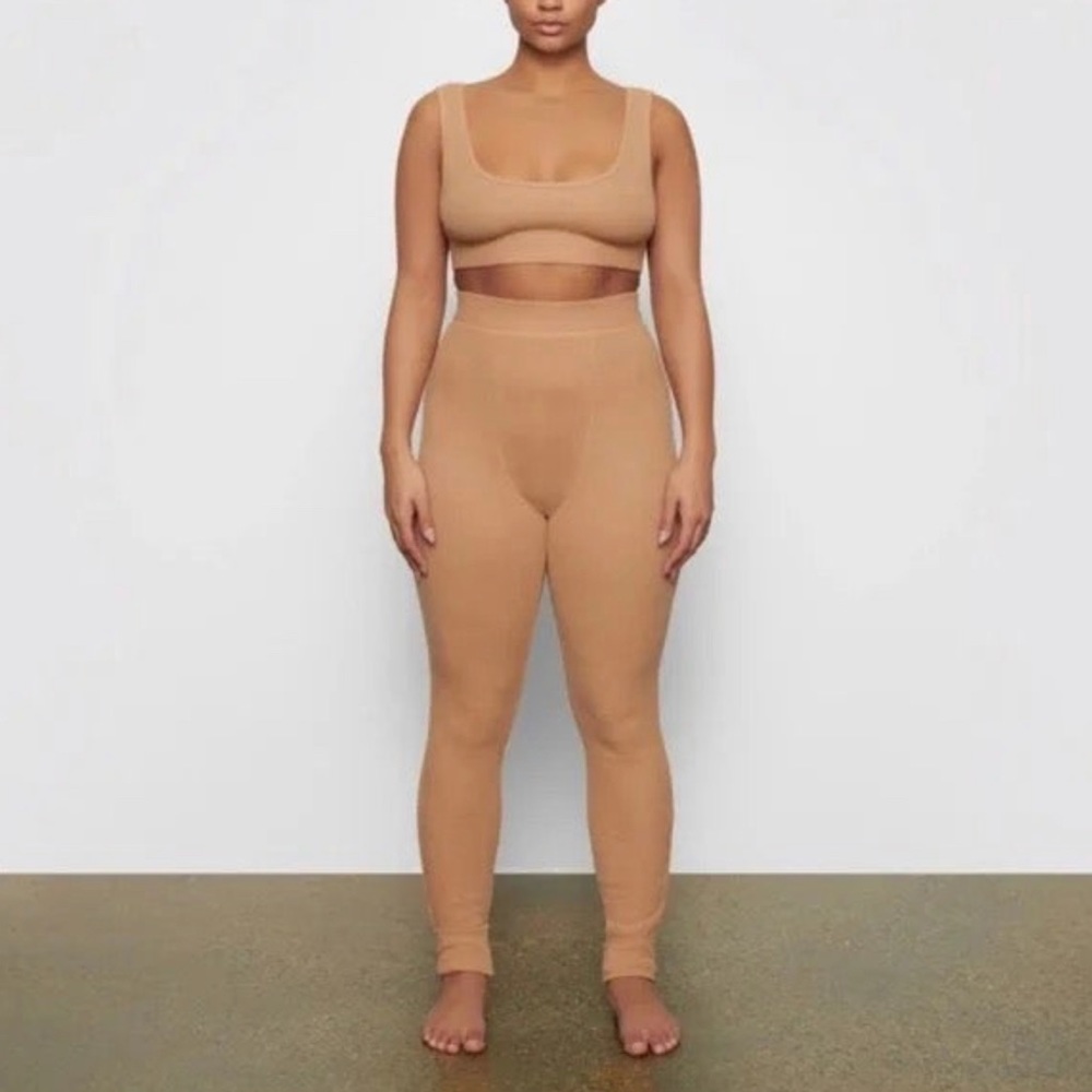 Skims Cotton Waffle Knit Set in Ochre BNWT